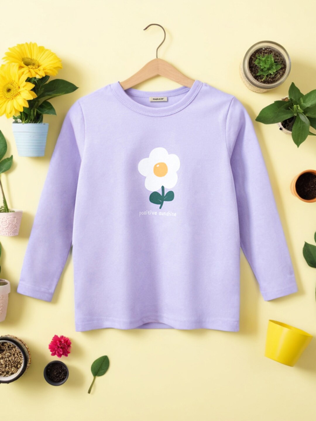 

INCLUD Girls Round Neck Graphic Printed Cotton T-shirt, Purple