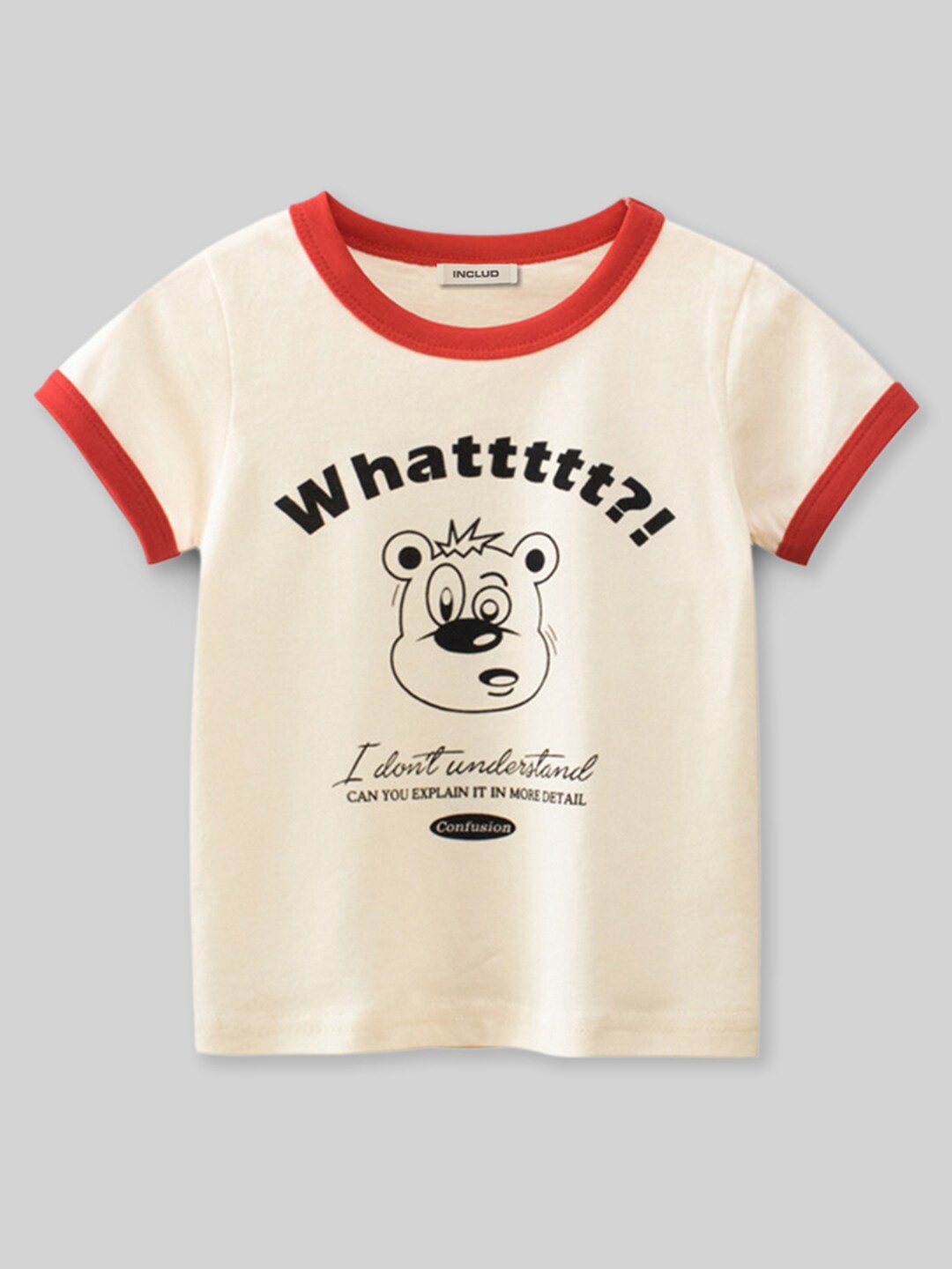 

INCLUD Girls Round Neck Graphic Printed Cotton Short Sleeves T-shirt, Red