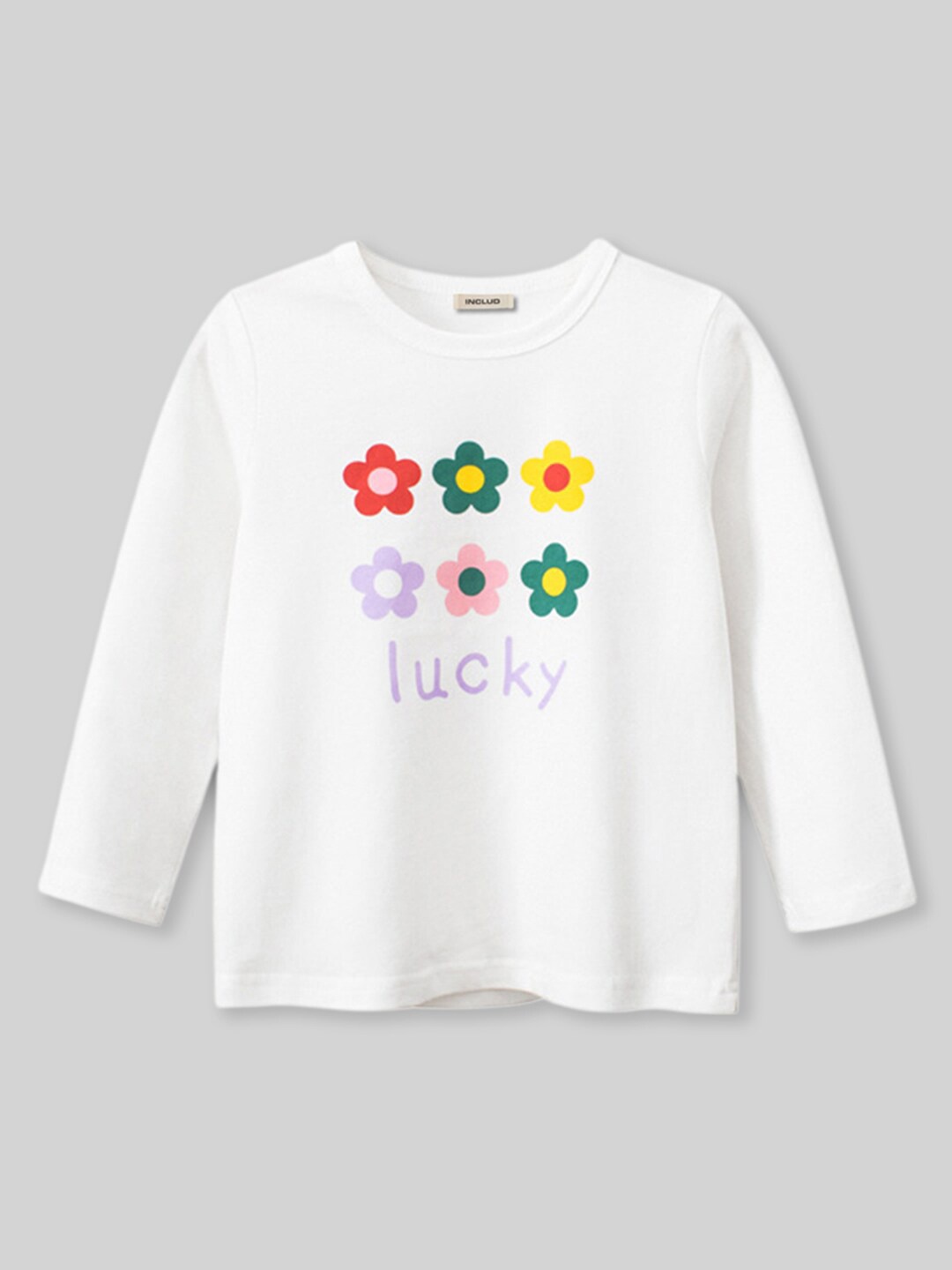 

INCLUD Girls Round Neck Graphic Printed Cotton T-shirt, White