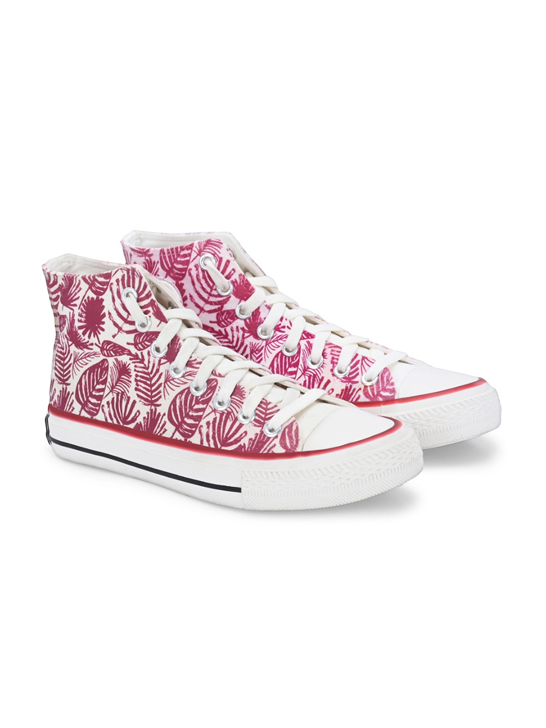 

CROWCIA LONDON Men Printed Round Toe Lightweight Canvas Sneakers, White
