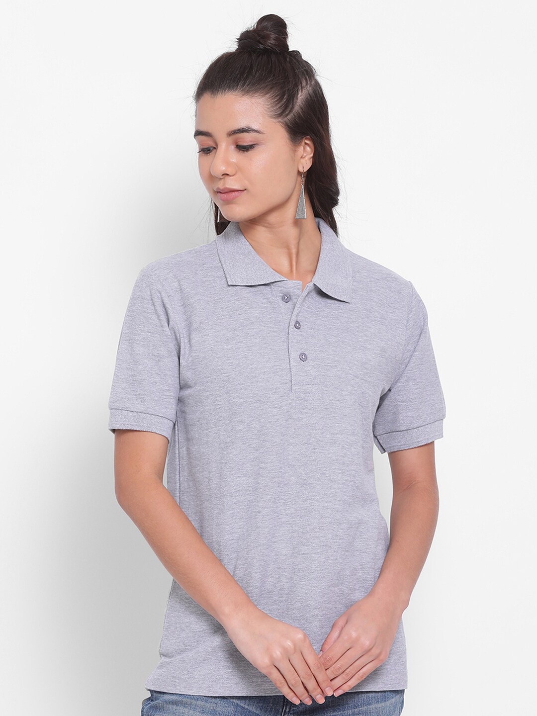 

YOLOCLAN Polo Collar Short Sleeves Regular Fit T-shirt, Grey