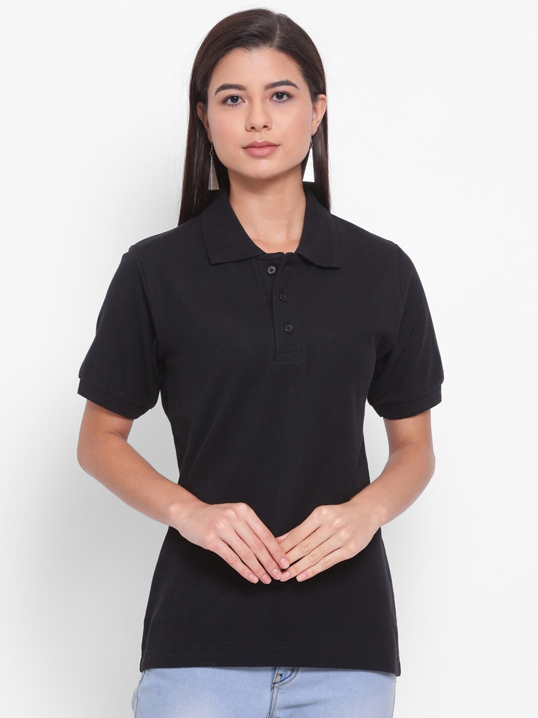 

YOLOCLAN Polo Collar Pure Cotton Casual T-shirt, Black
