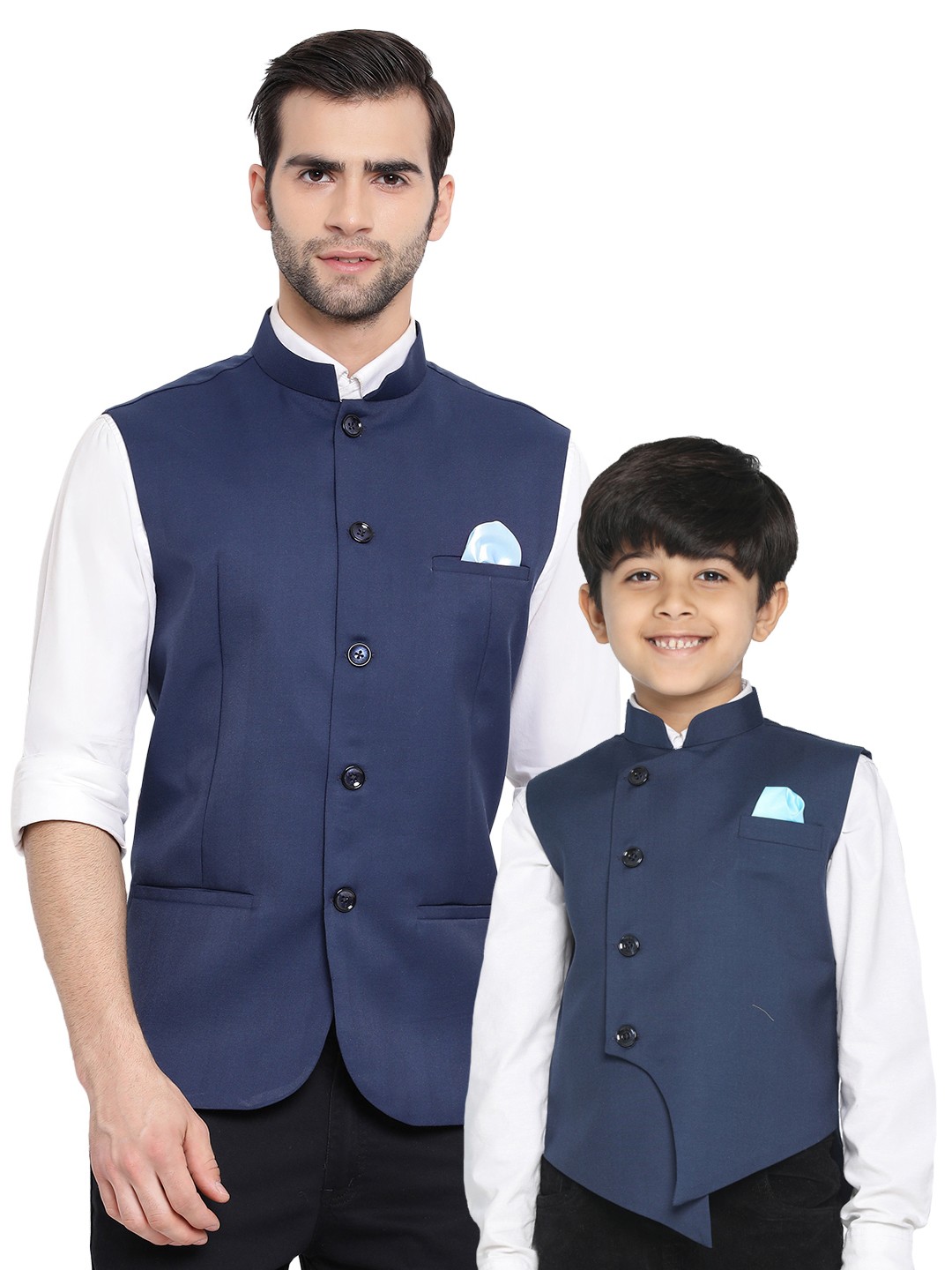 

VASTRAMAY Boys Sleeveless Nehru Jacket, Navy blue