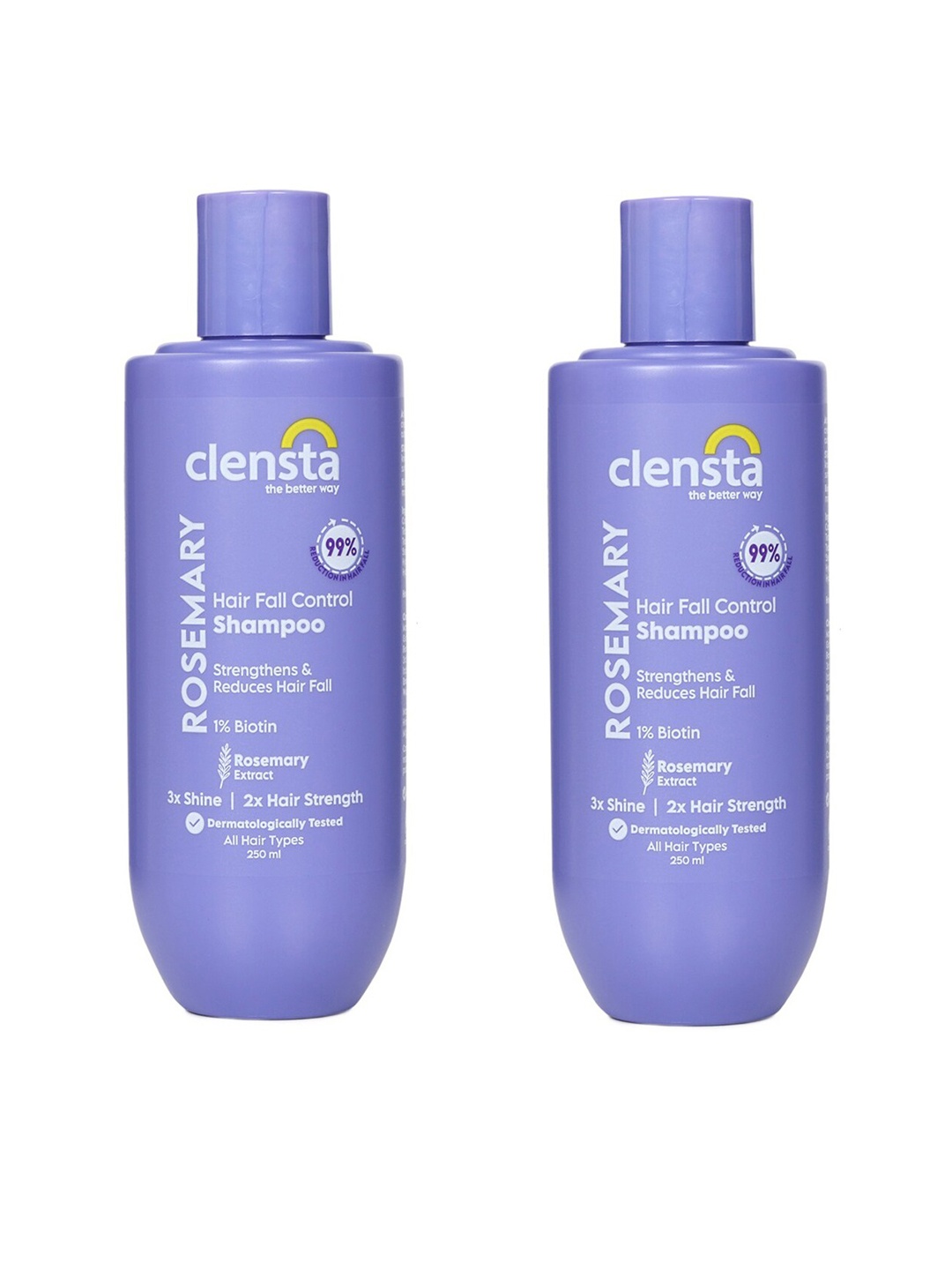 

Clensta Set Of 2 Rosemary Hair Fall Control Shampoo - 250 ml Each, Purple