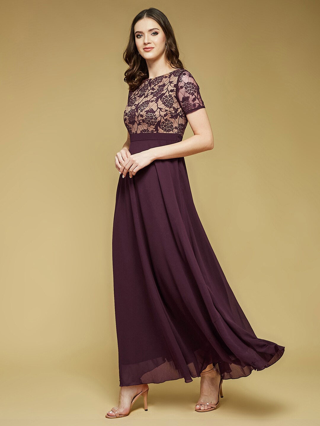

all about you Women Relaxed Fit Regular Georgette Dress, Maroon