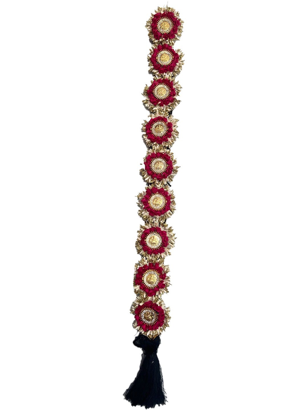 

Krelin Traditional Bharatanatyam Poola Jadalu Kunjalam Billalu Floral Wedding Hair Braid, Red