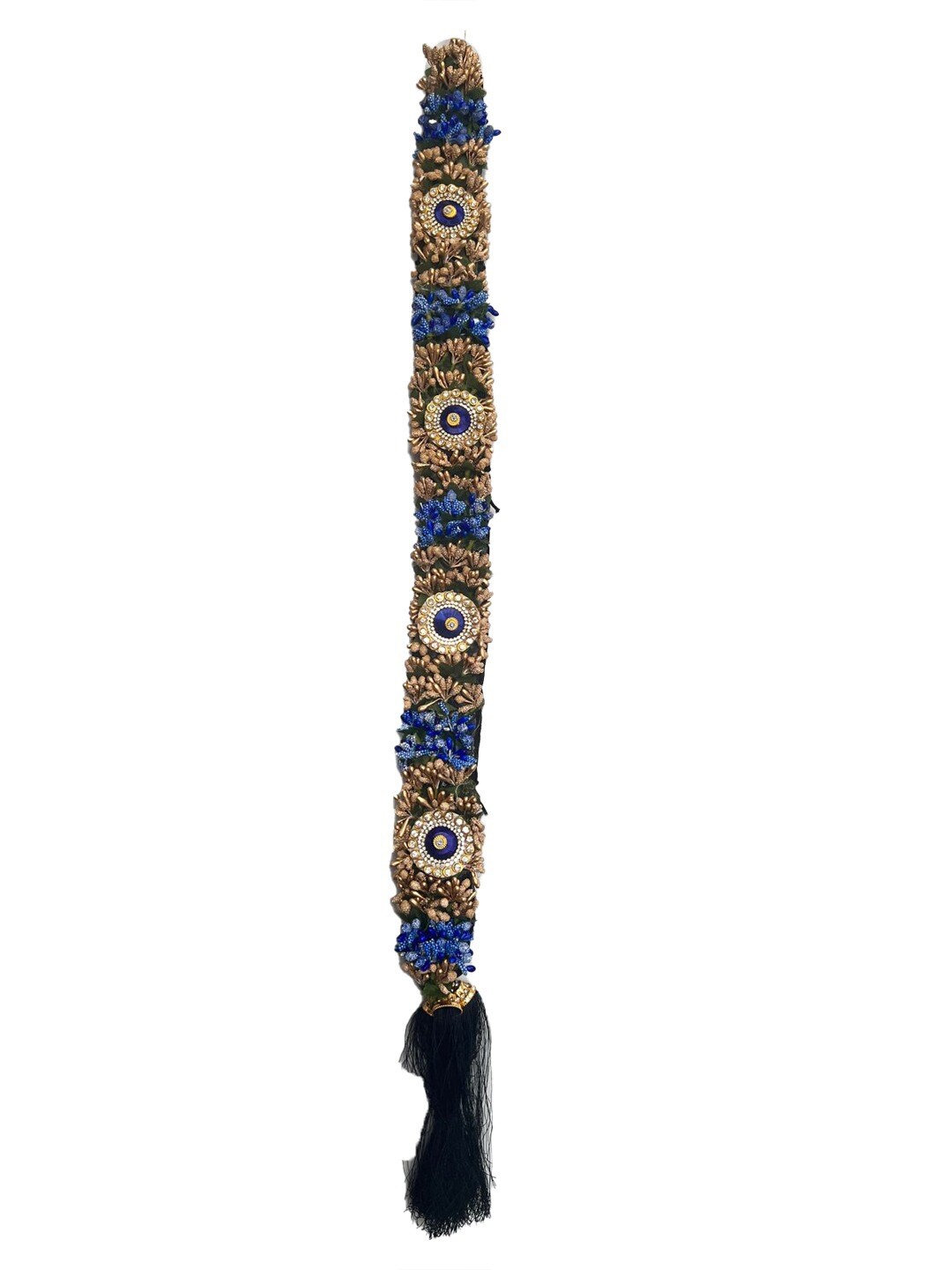 

Krelin Traditional Bharatanatyam Poola Jadalu Kunjalam Billalu Floral Wedding Hair Braid, Blue