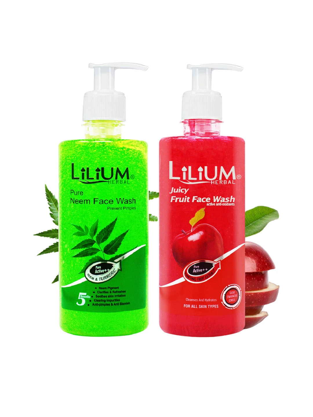 

Lilium Set Of 2 Fruit & Neem Daily Face Wash - 500 ml Each, Green