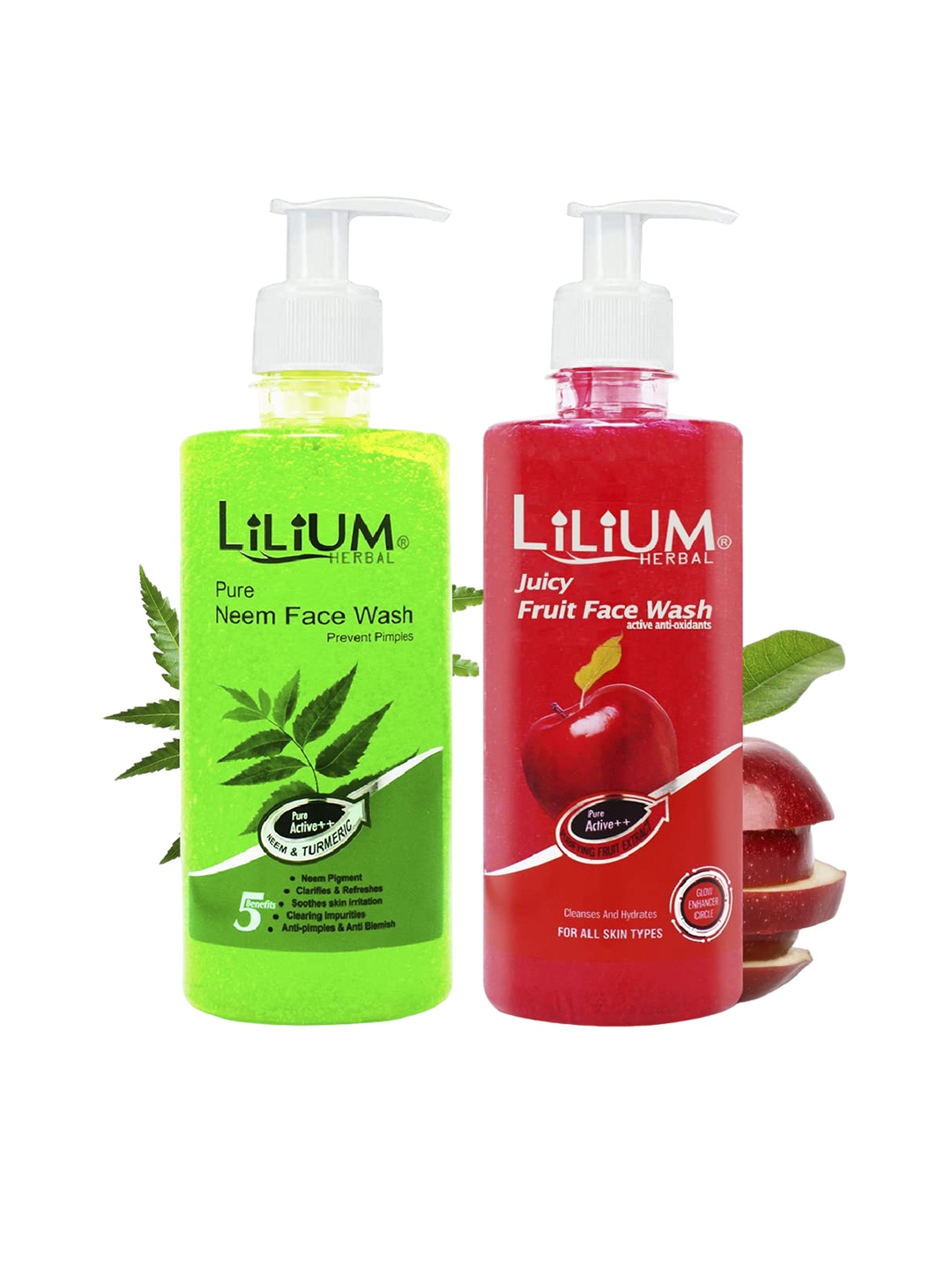 

Lilium Herbal Set Of 2 Fruit & Neem Face Wash With Neem & Vitamin E - 200ml Each, Na