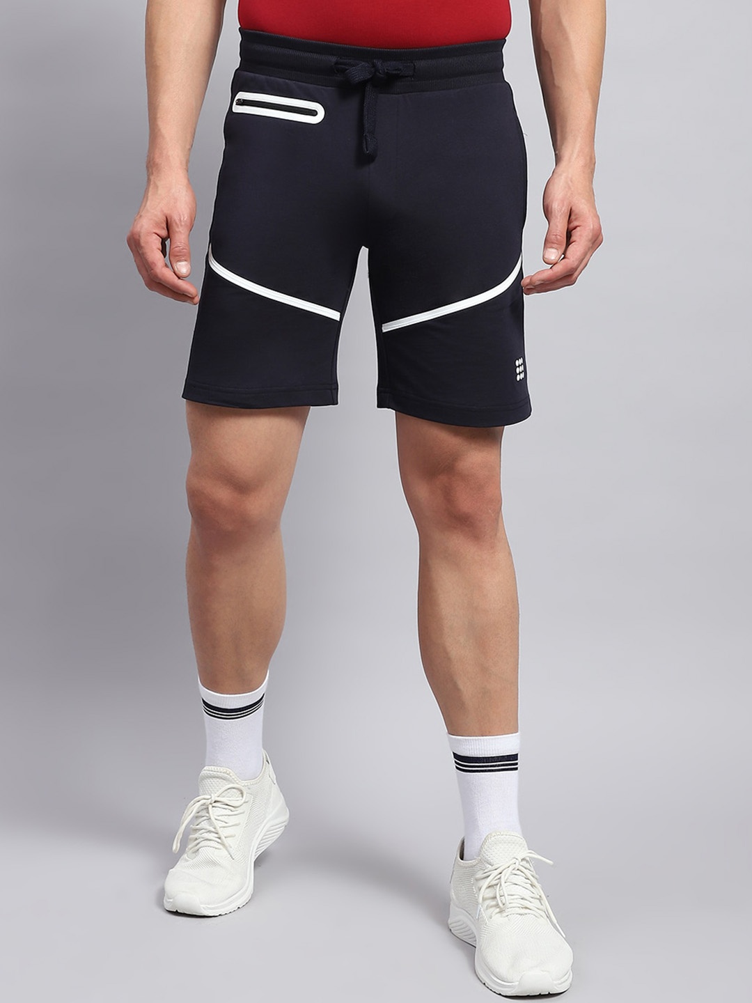 

rock.it Men Mid-Rise Cotton Sports Shorts, Navy blue