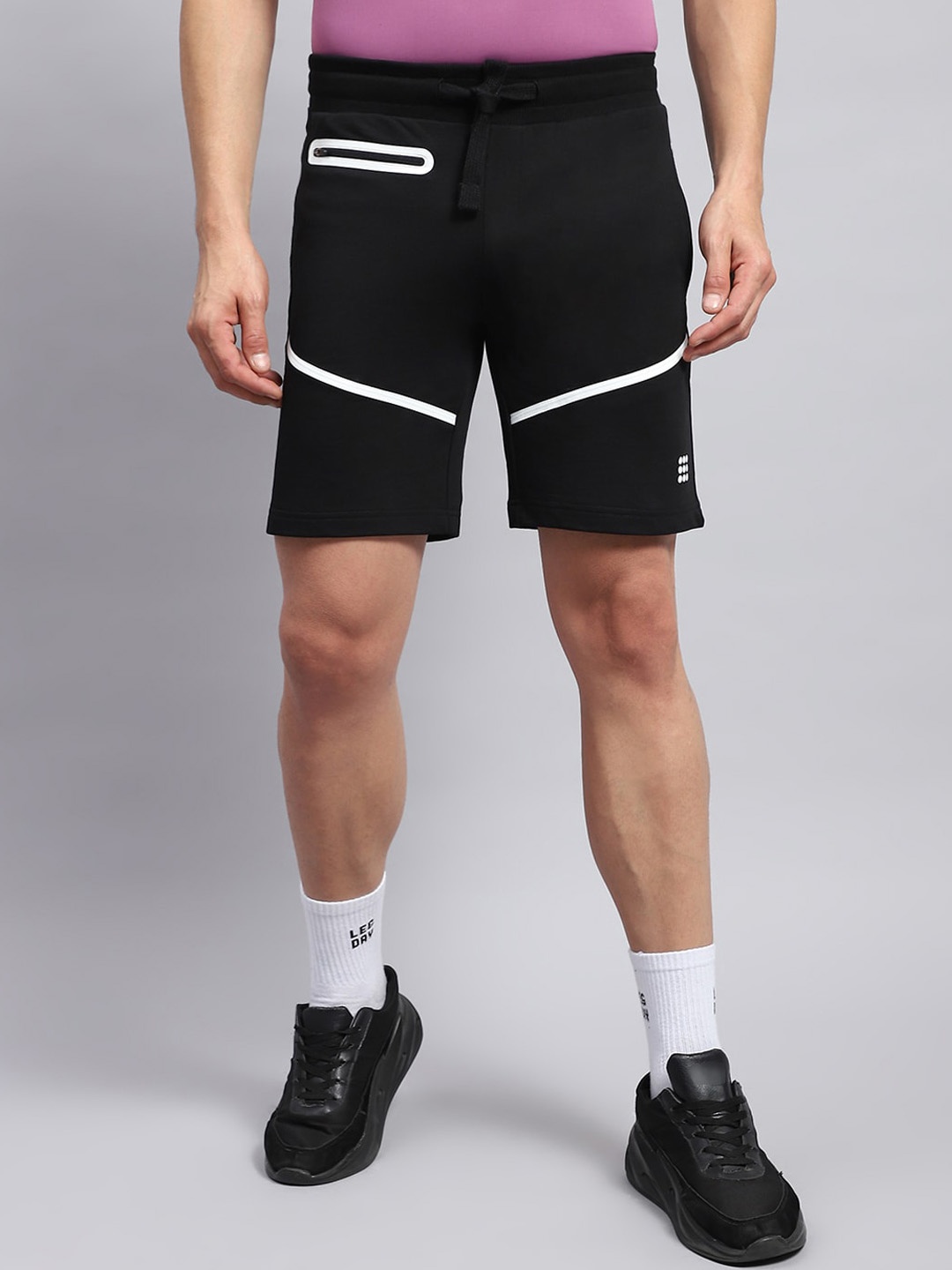 rock.it Men Mid-Rise Cotton Sports Shorts, Black