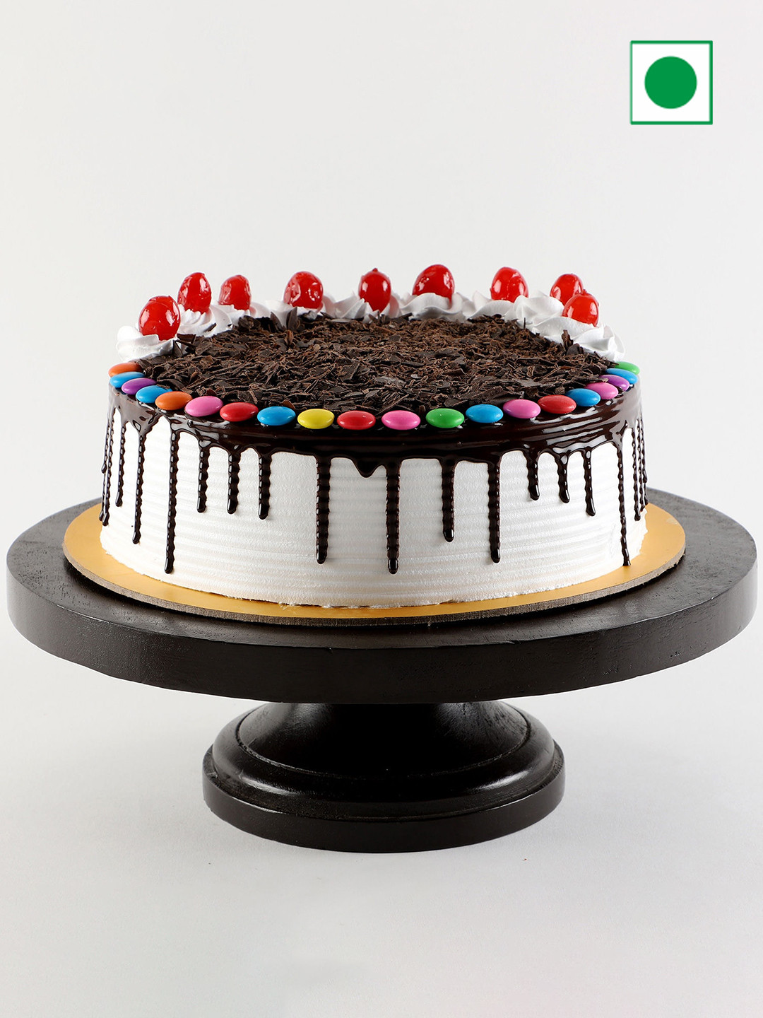 

fnp Black Forest Flavour Eggless Round Shape Cake - 500gms, Brown