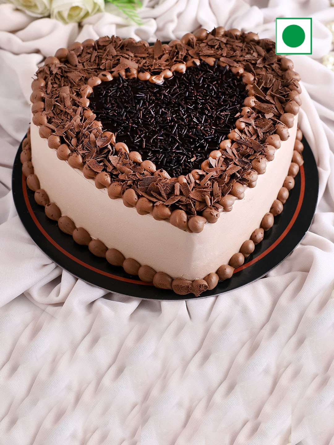 

fnp Heart Shape Chocolate Flavour Eggless Cake 500 g, Brown