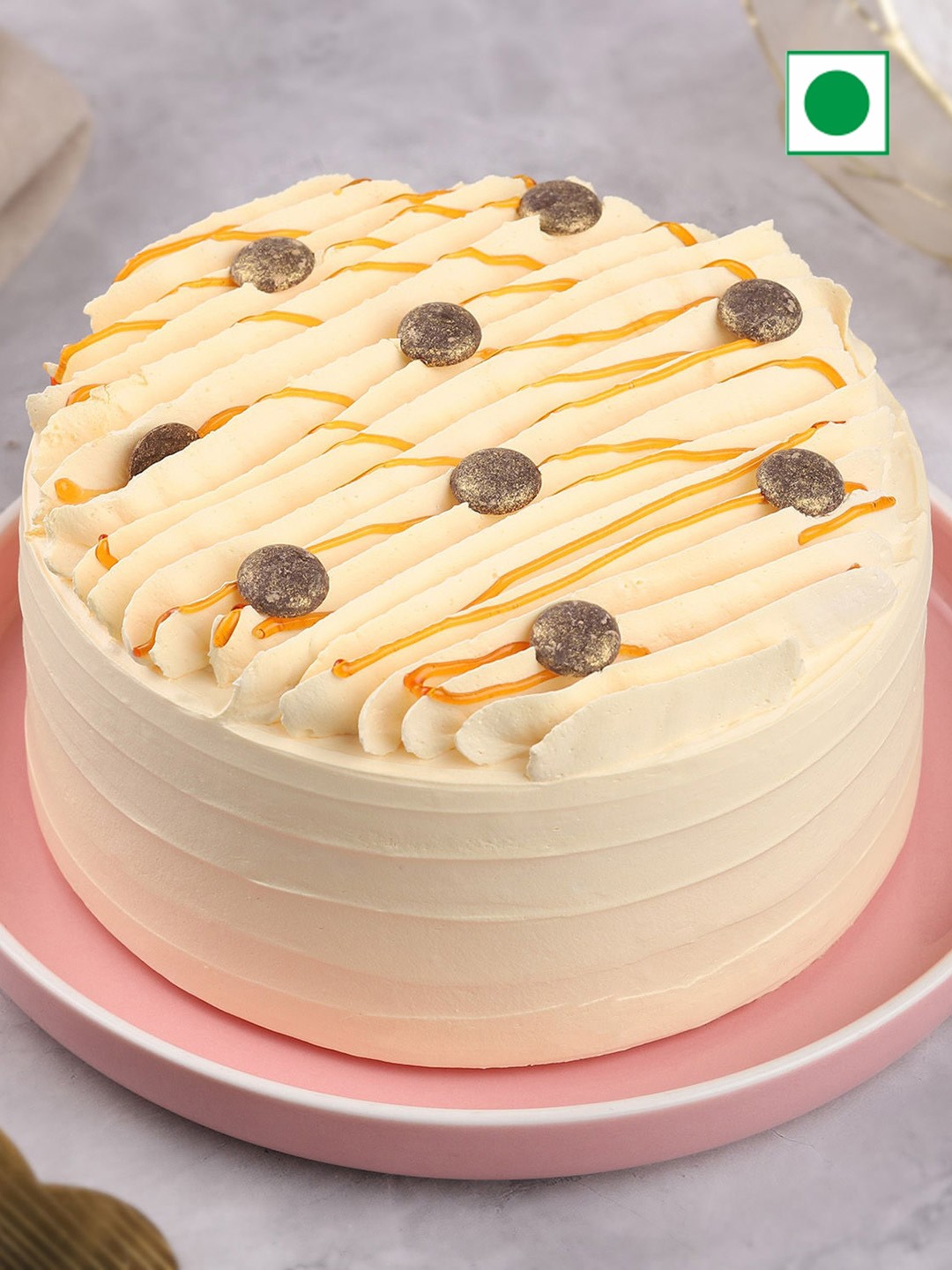 

fnp Butterscotch Flavor Eggless Round Cake - 500gms, Yellow