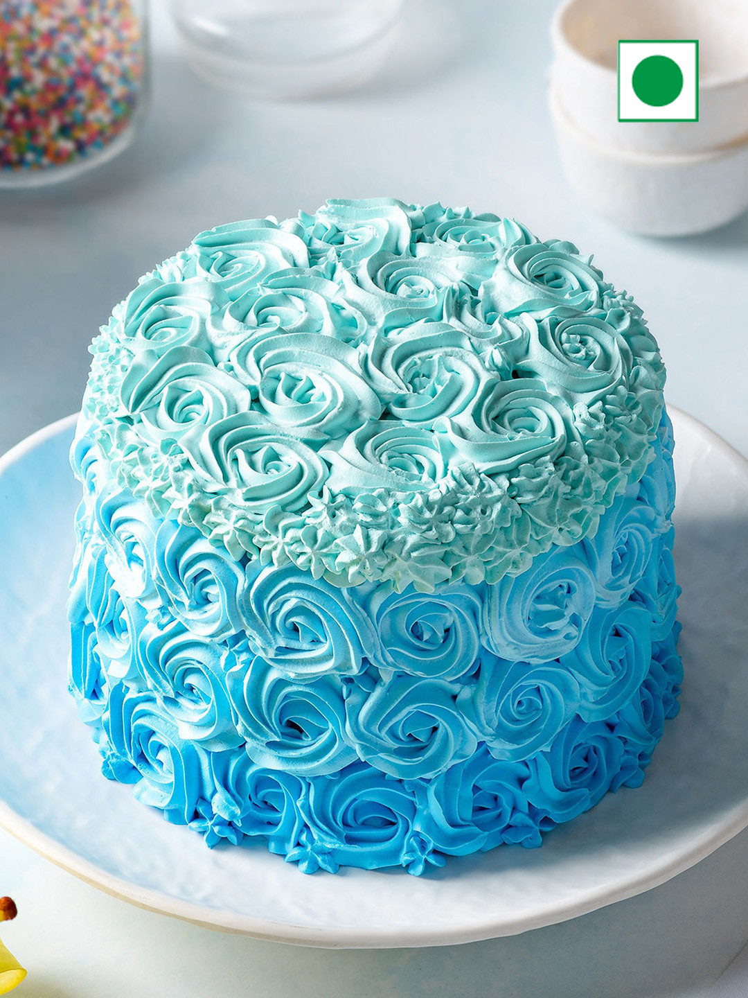 

fnp Blue Roses Designer Chocolate Eggless Round Cake 1 kg