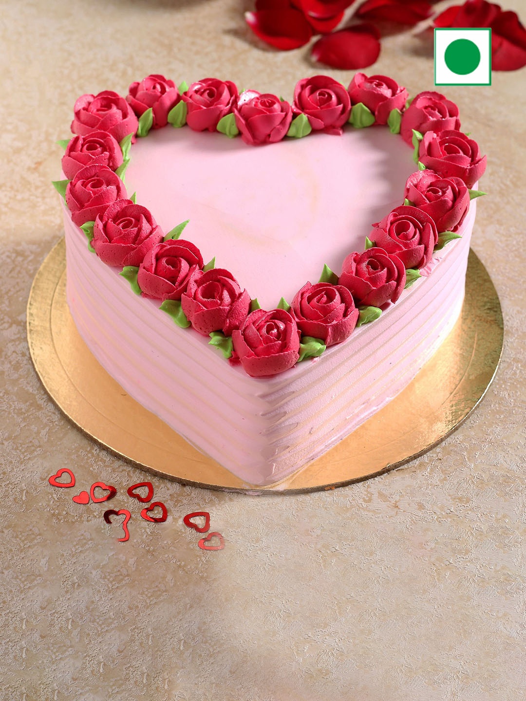 

fnp Eggless Round Chocolate Flavour Cream Cake in the Shape of a Rose Heart, Brown