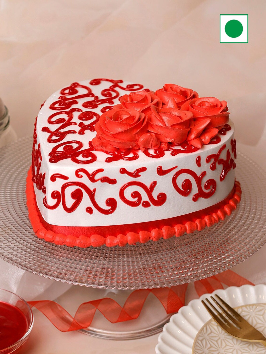 

fnp Chocolate Flavor Eggless Heart Cake- 500 gms, Brown