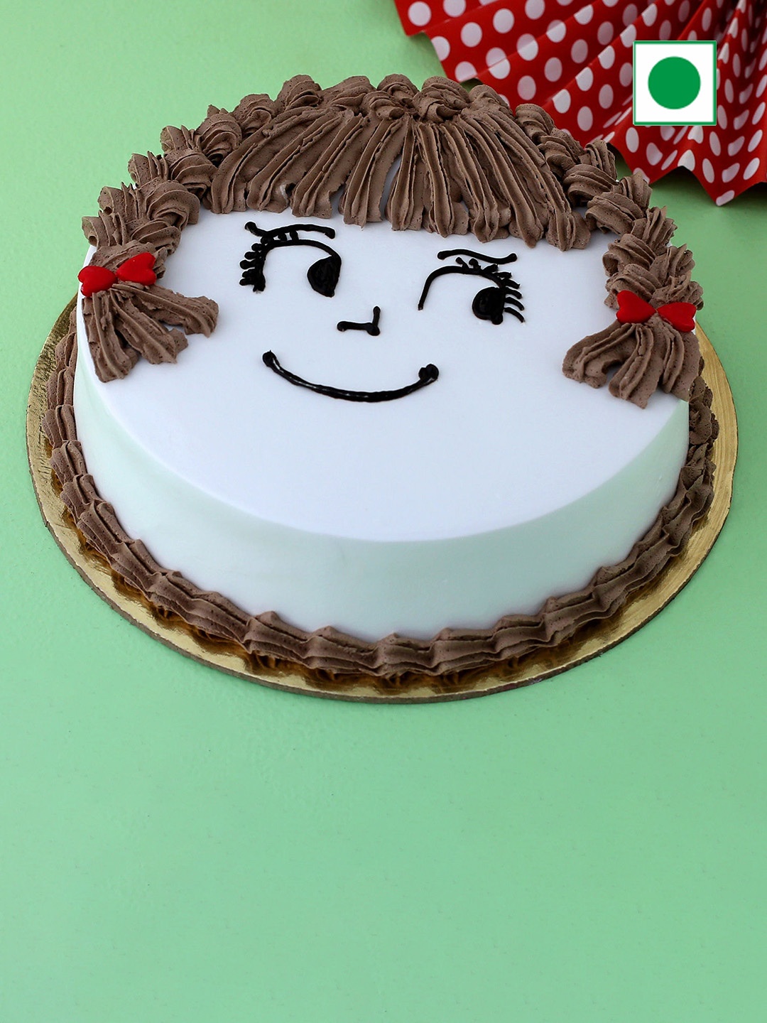 

fnp My Cute Love Chocolate Flavor Eggless Round Cake -500 g, Brown
