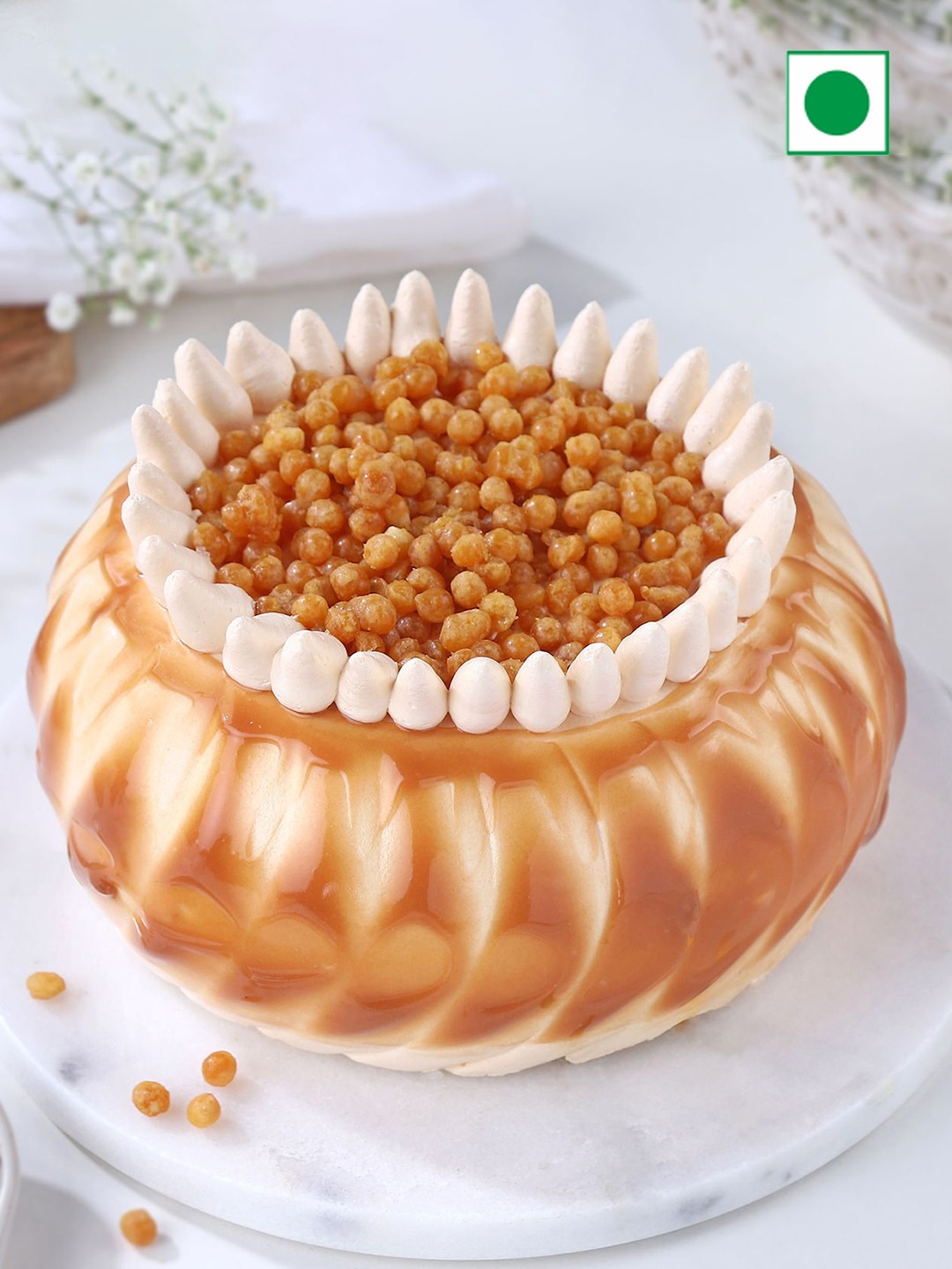 

fnp Butterscotch Flavour Round Shape Cake 500 g, Yellow
