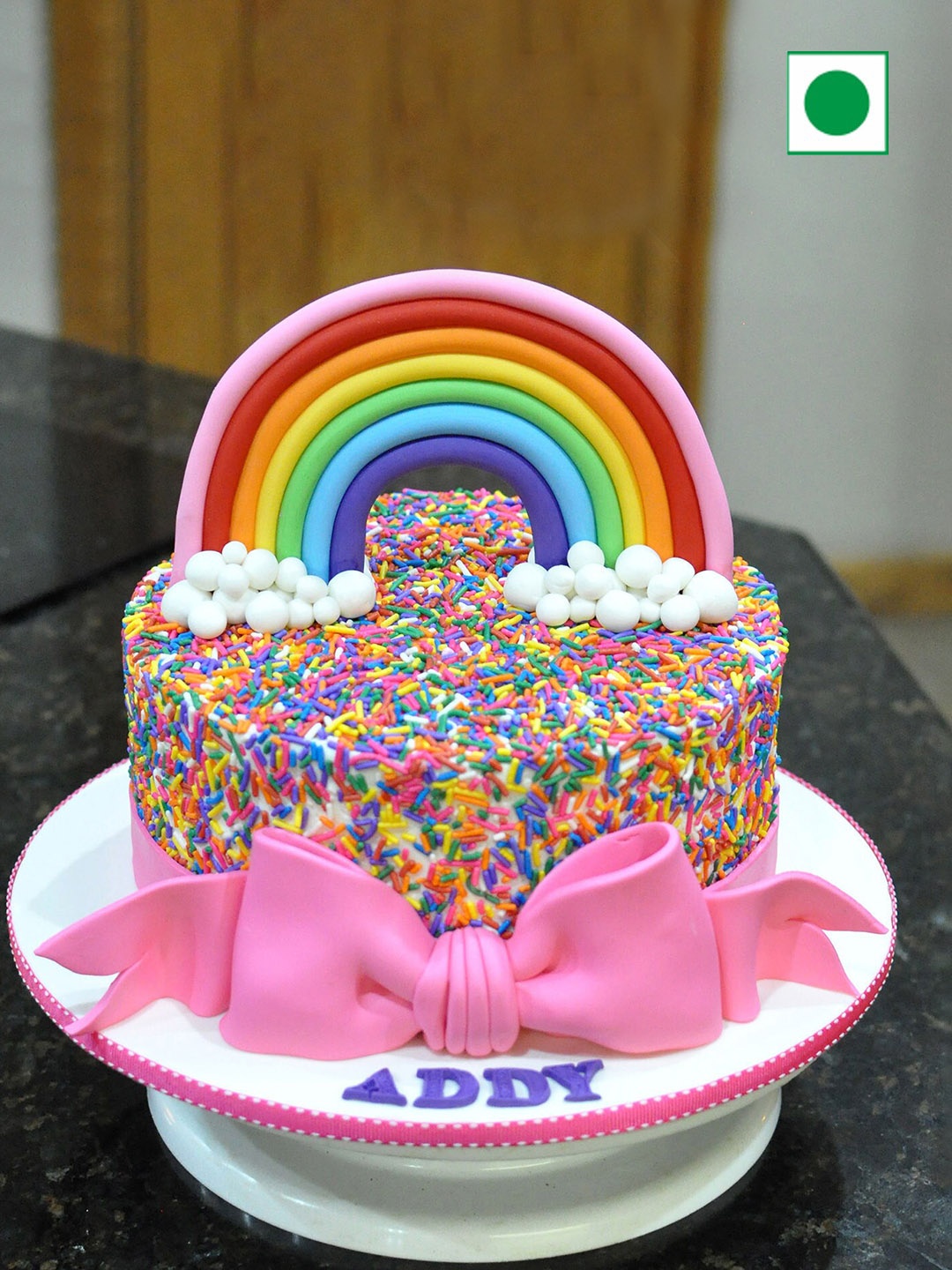 

fnp Rainbow Sprinkles Chocolate Flavor Eggless Designer Cake - 1kg, Pink