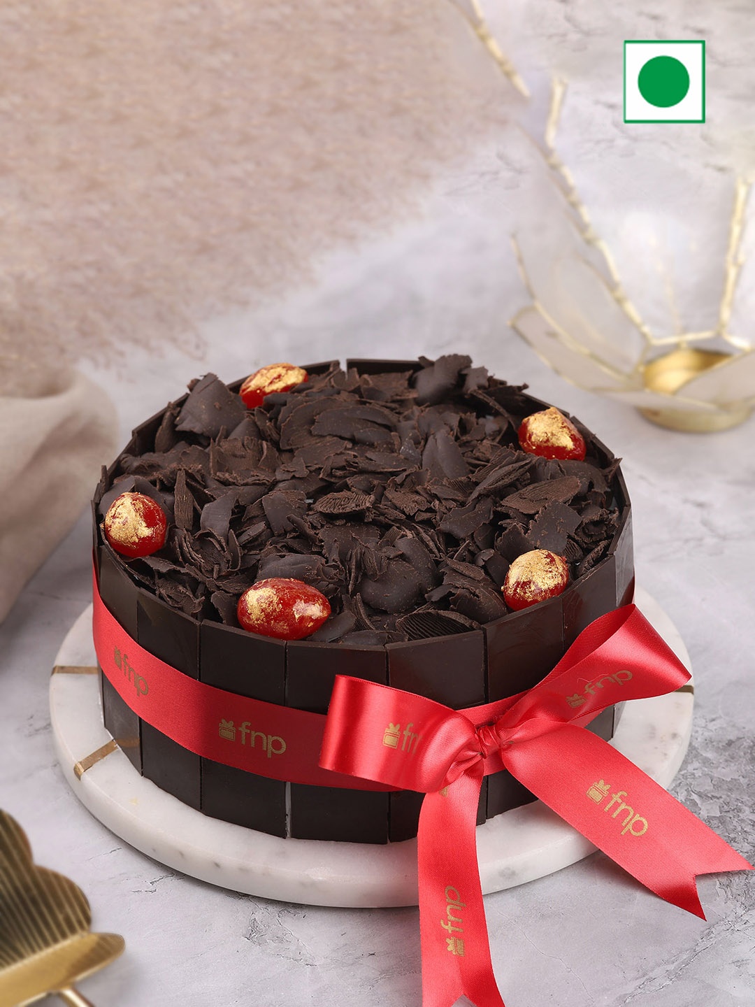 

fnp Black Forest Flavour Eggless Round Cake- 500 gms, Brown
