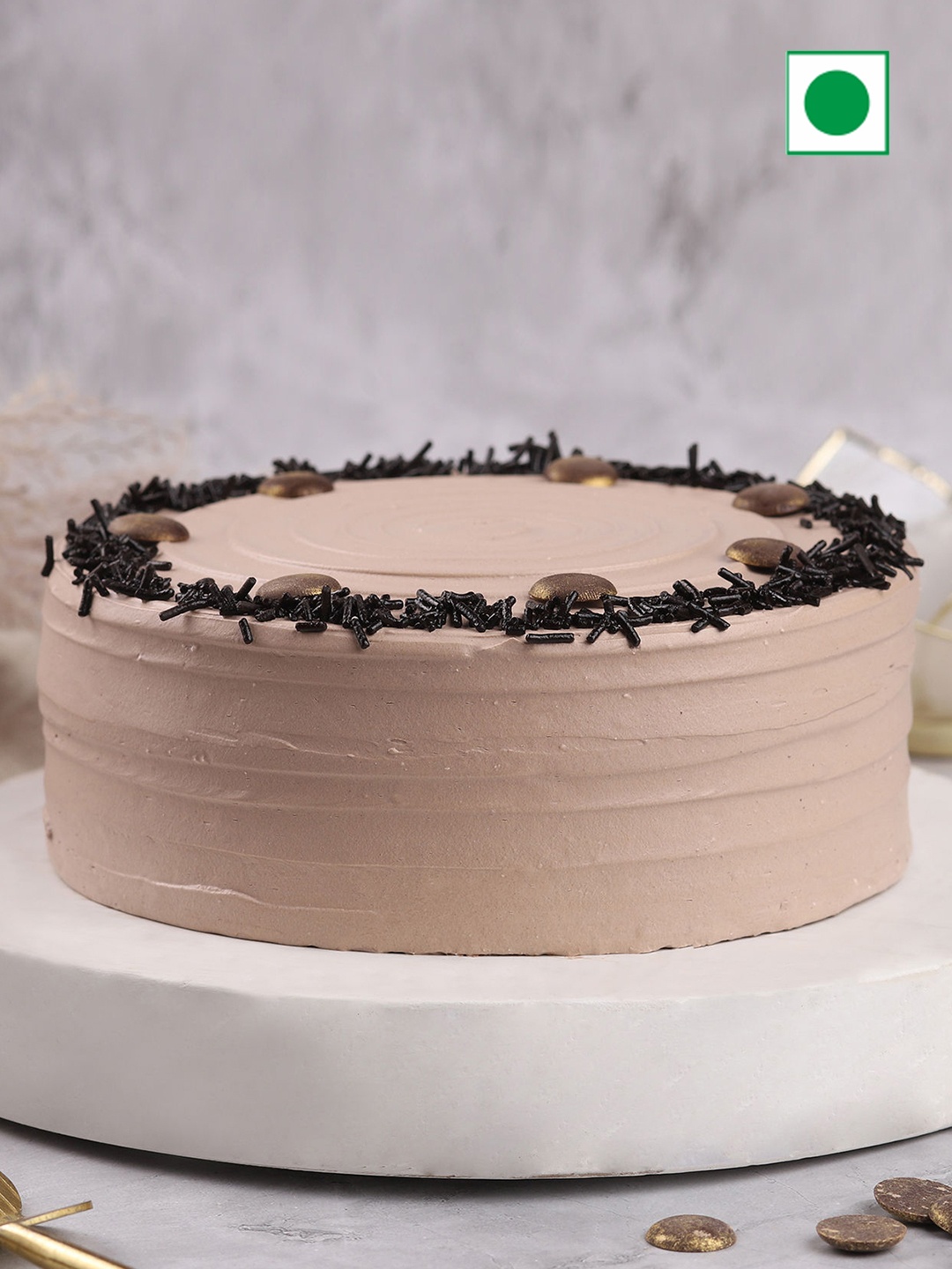 

fnp Chocolate Flavor Eggless Round Cake- 500 gms, Brown