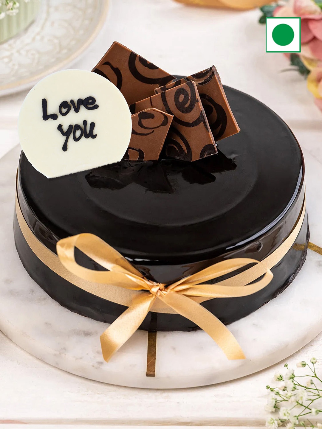 

fnp Chocolate Flavour Eggless Round Cake- 500gms, Brown