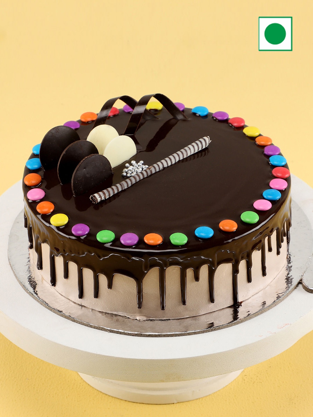 

fnp Heavenly Chocolate Flavour Overload Eggless Round Cake 500 gms, Brown
