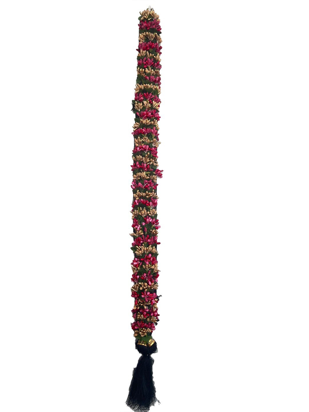 

Krelin Traditional Bharatanatyam Poola Jadalu Kunjalam Billalu Floral Wedding Hair Braid, Pink