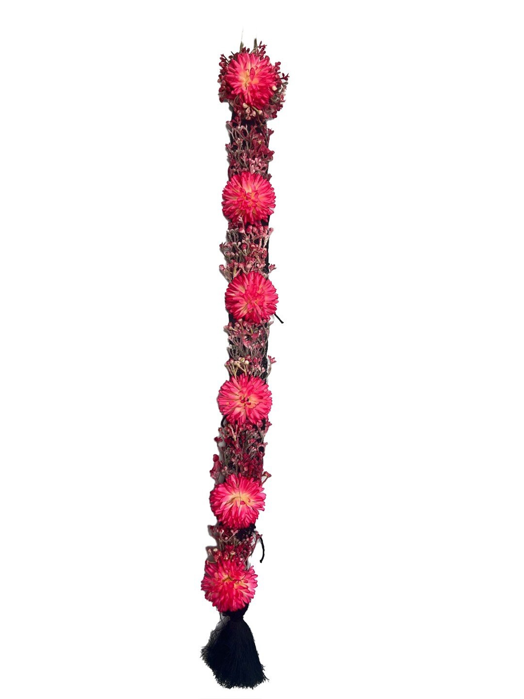 

Krelin Traditional Bharatanatyam Poola Jadalu Kunjalam Billalu Floral Wedding Hair Braid, Pink