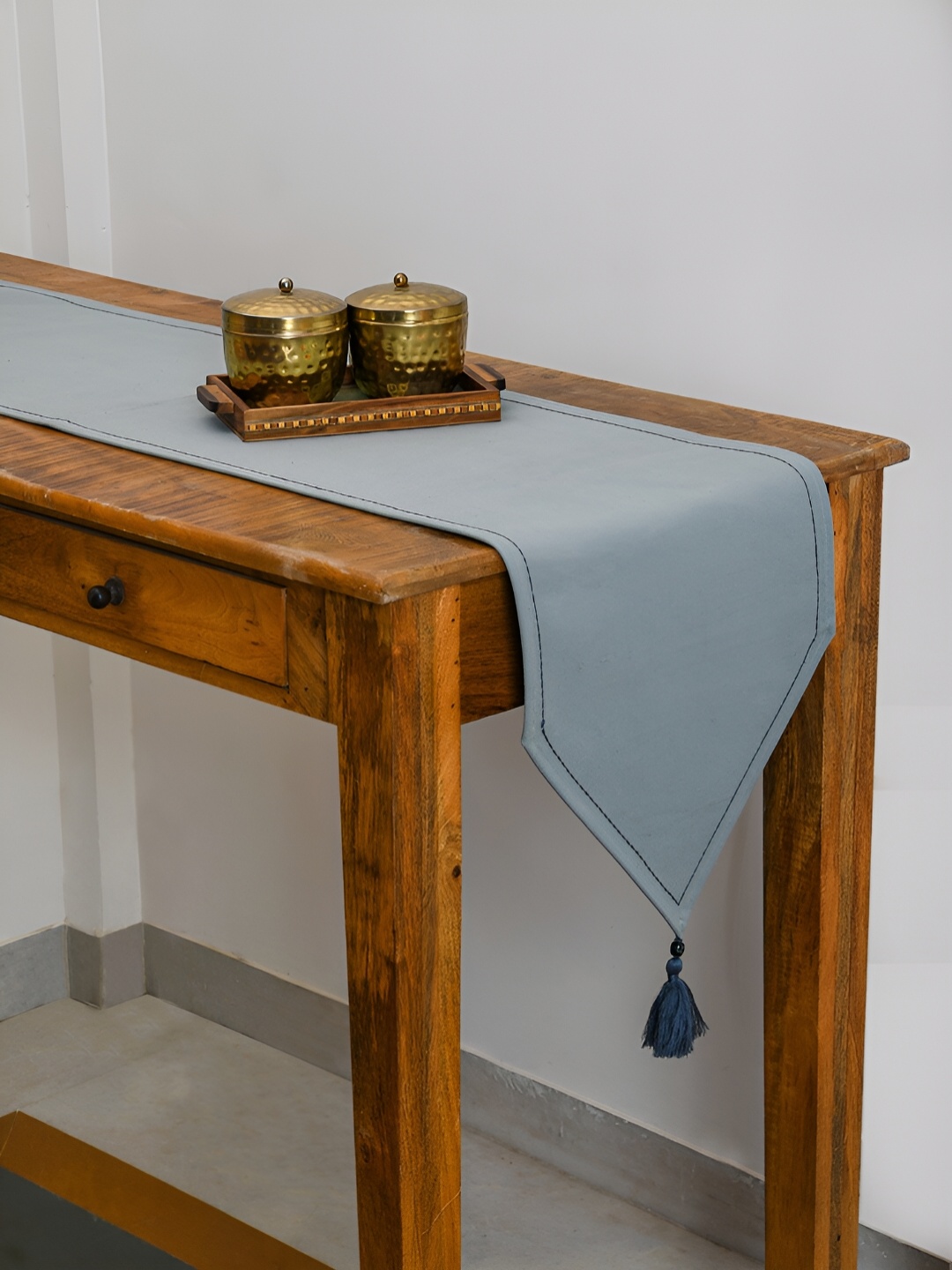 

Ratan Cart Grey Pure Cotton Rectangle Table Runner