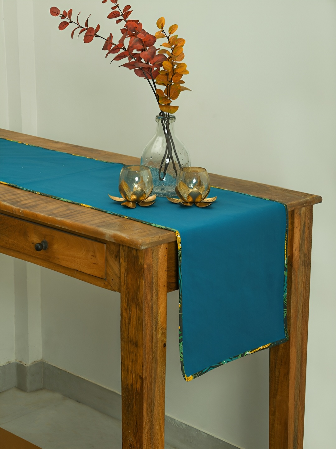 

Ratan Cart Blue Rectangle Cotton Rectangle Table Runner