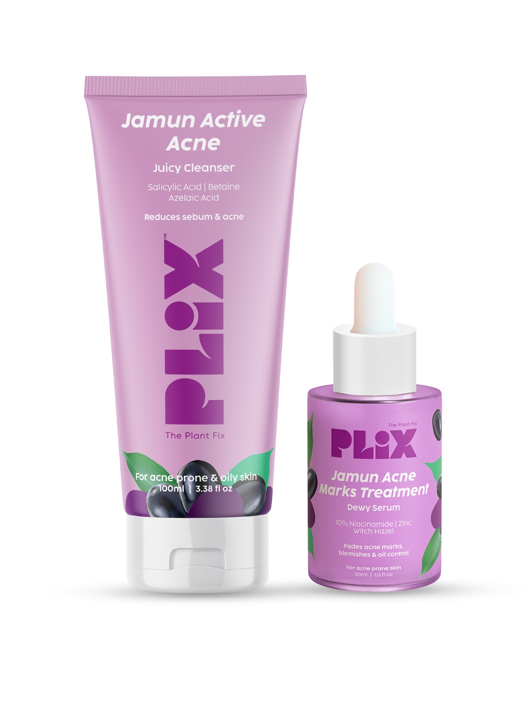 

PLIX THE PLANT FIX Jamun Face Wash & Niacinamide Serum Combo, Purple