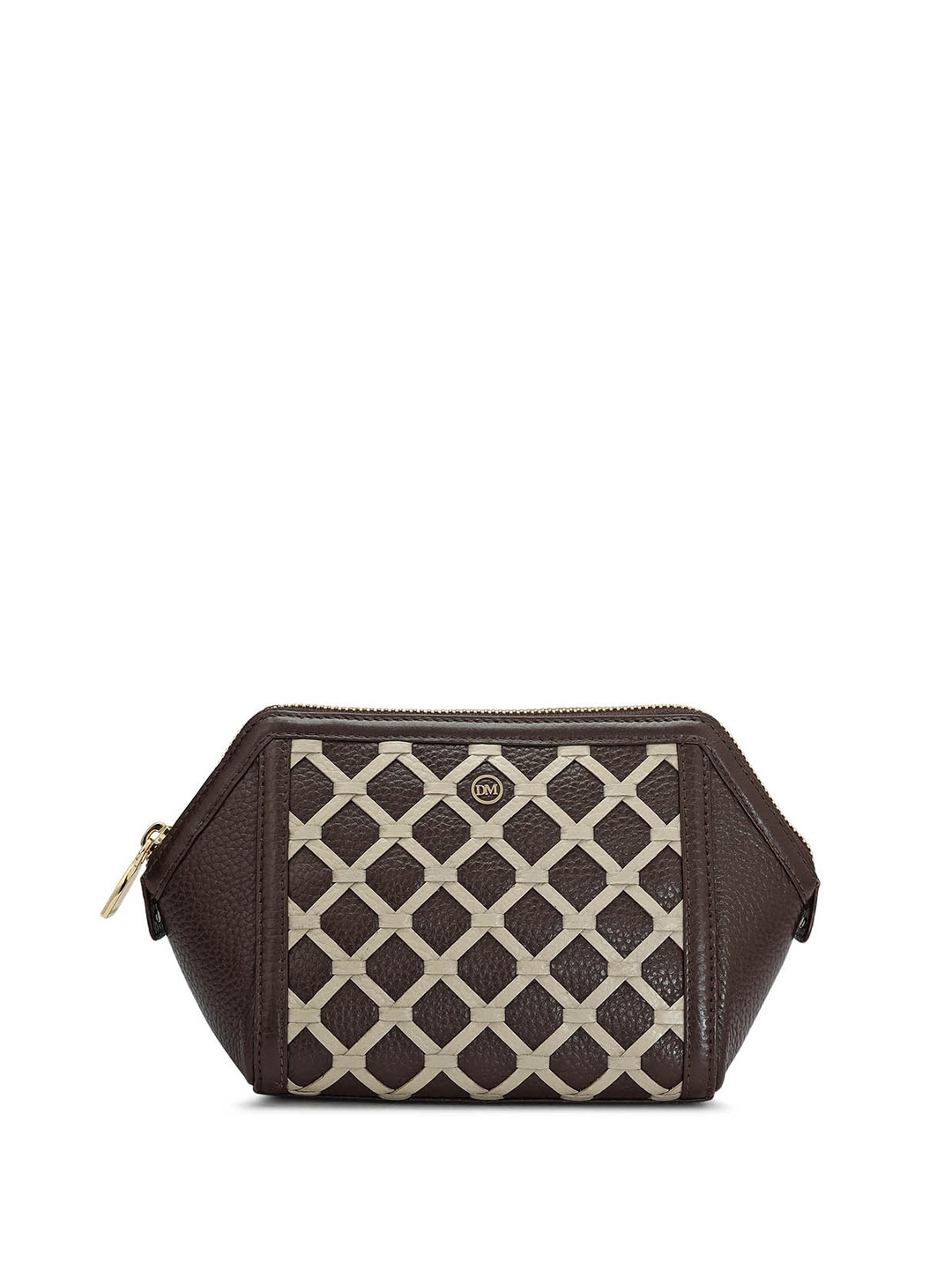 

Da Milano Women Textured Leather Pouch Travel Accessory, Brown