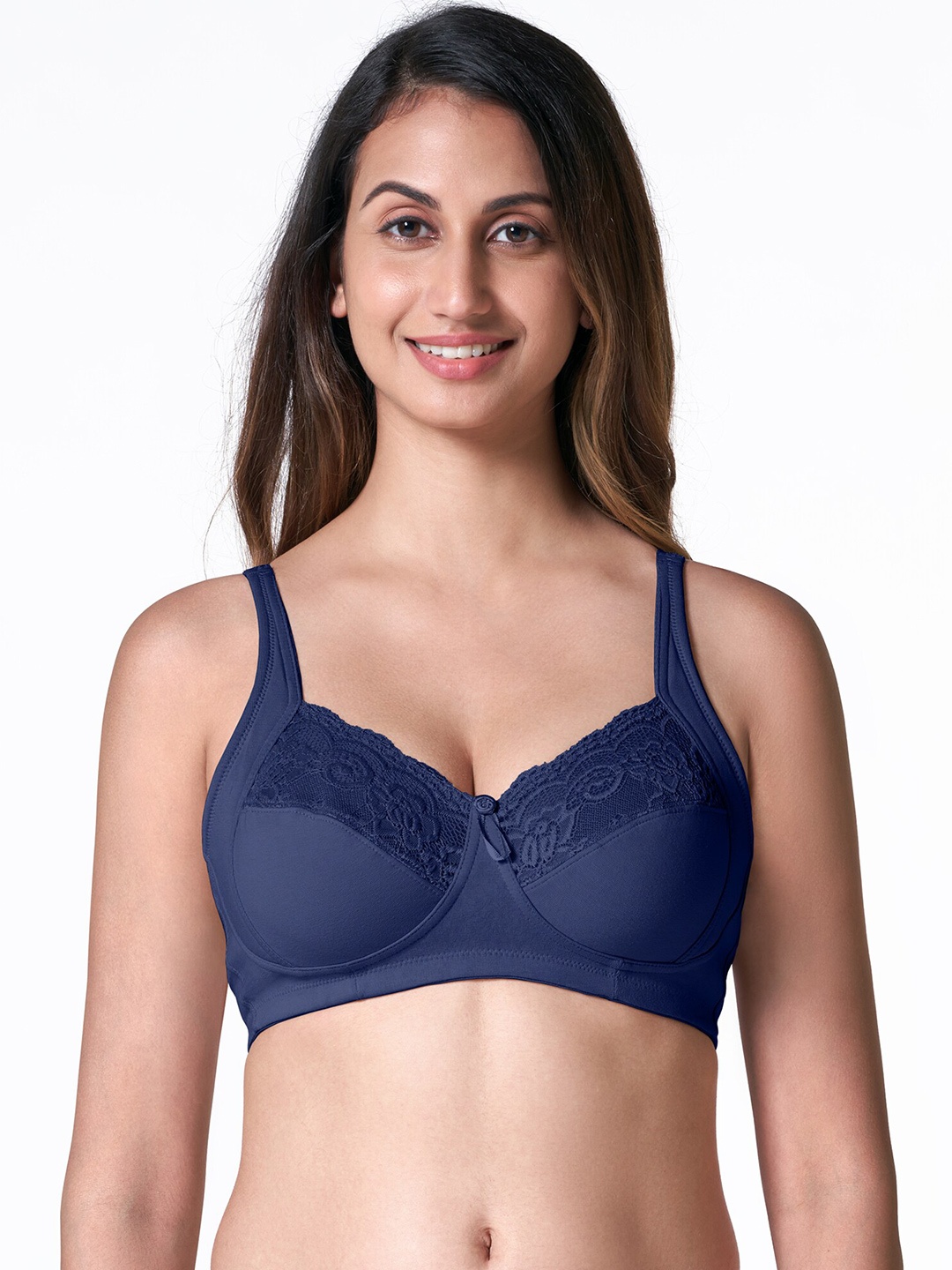 

BLOSSOM Full Coverage Non Padded Everyday Bra With All Day Comfort, Navy blue