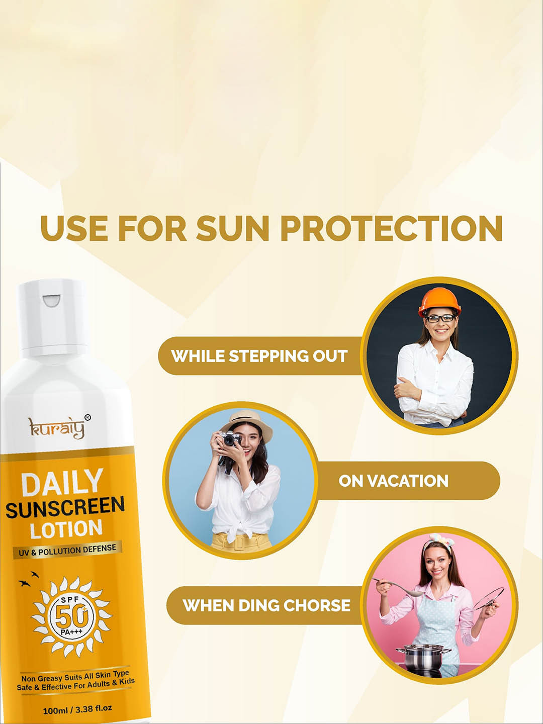 

KURAIY SUNSCREEN Deep Cleaning Moisturizing Facial Cream-100ml, Yellow