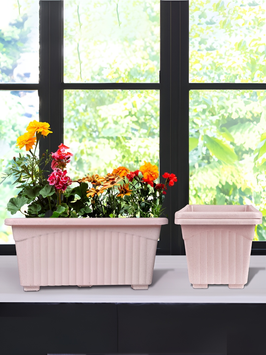 

Kuber Industries Pink 3 Pieces Textured Lightweight Planters