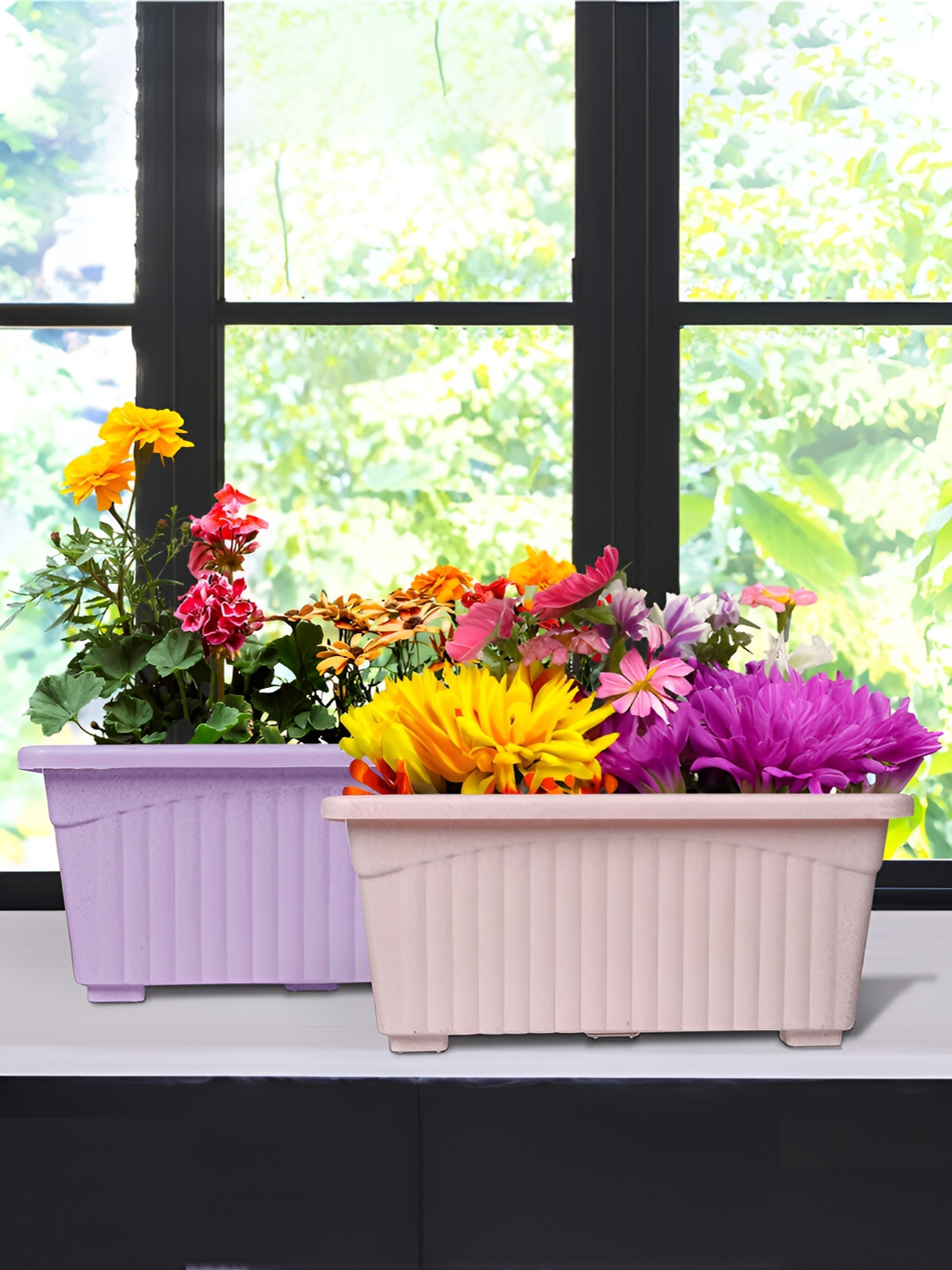 

Kuber Industries Purple & Pink 2 Pieces Textured Lightweight Planters