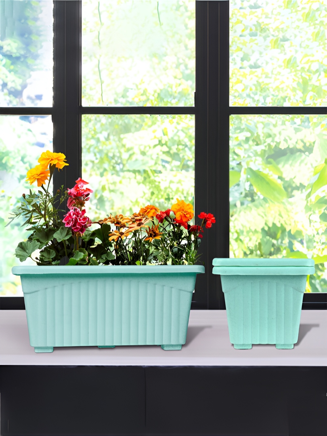 

Kuber Industries Green 3 Pieces Marble Jupitar Planters