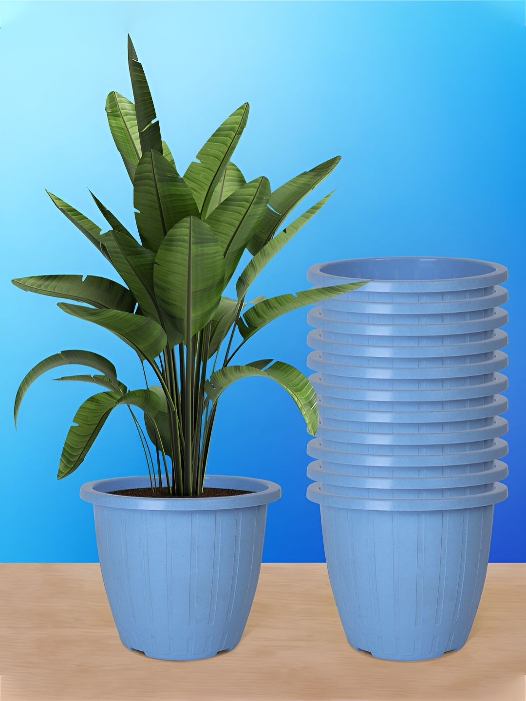 

Kuber Industries Blue 12 Pieces Lightweight Planters