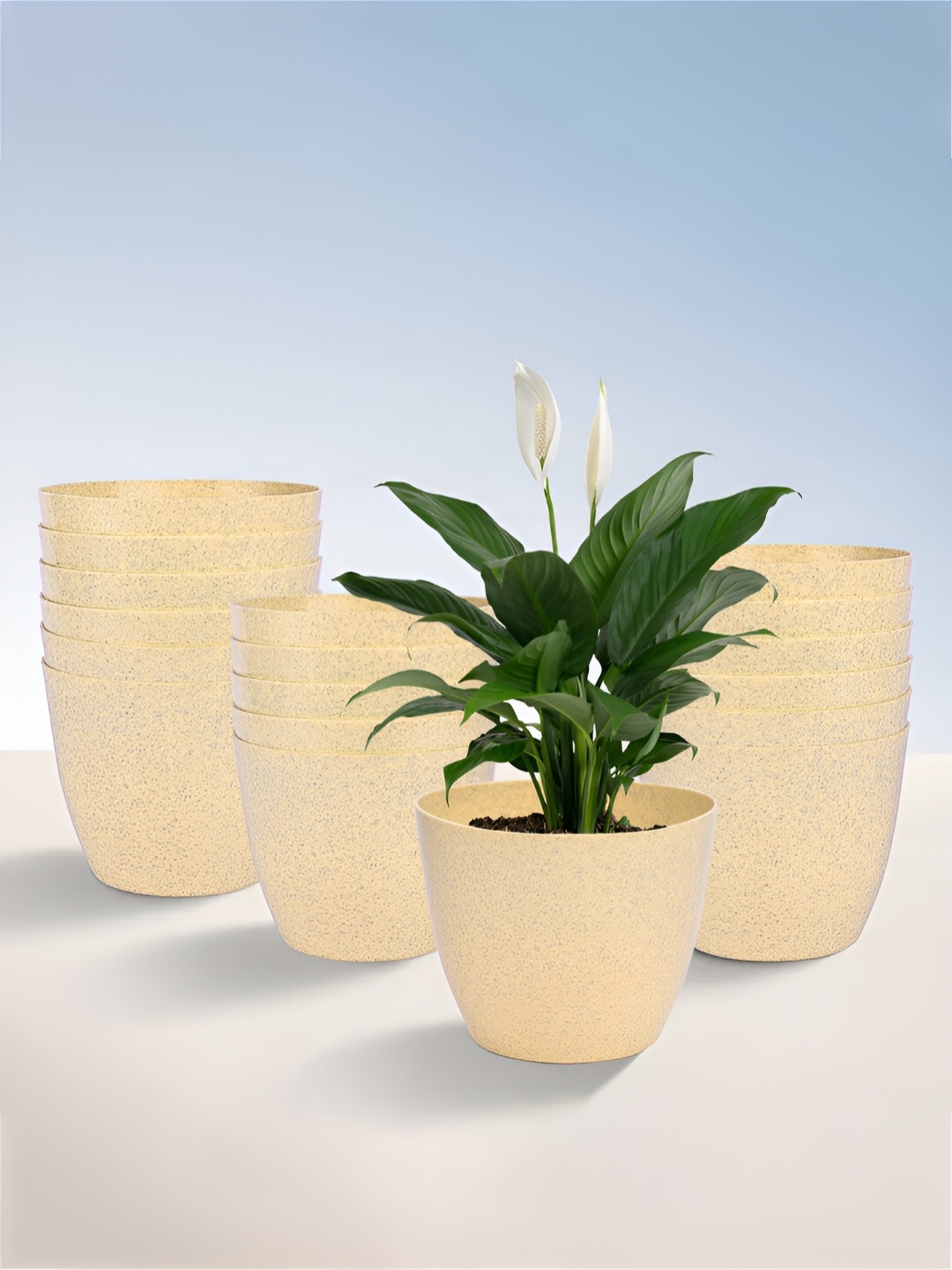 

Kuber Industries Beige 18 Pieces Lightweight Planters