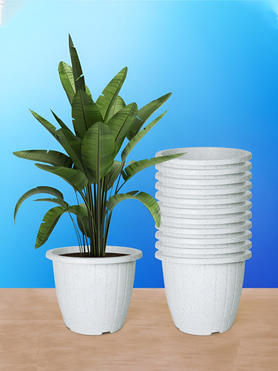

Kuber Industries White 12 pcs Textured Lightweight Planters