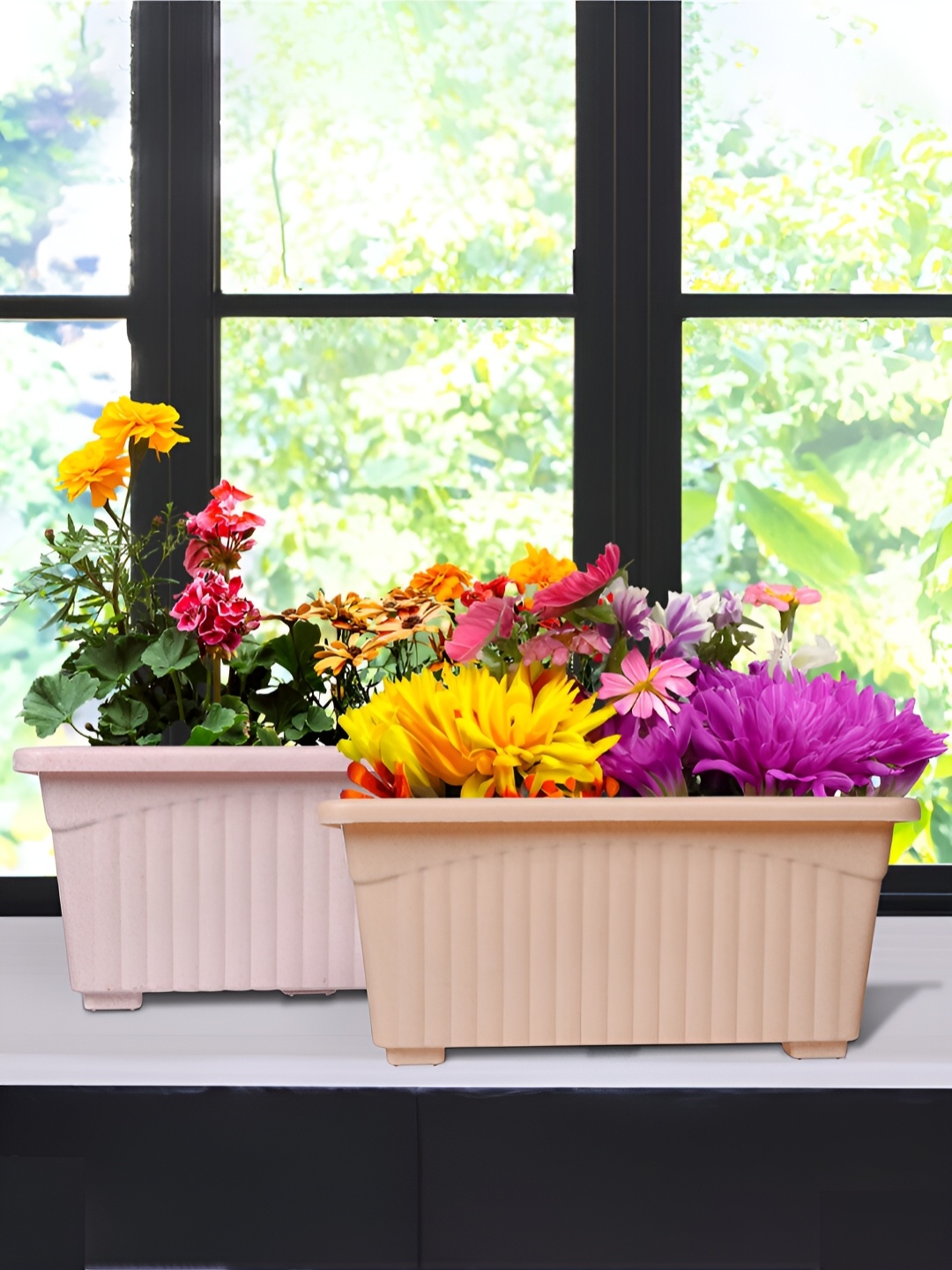 

Kuber Industries Marble Jupitar Pink & Peach 2 Pieces Textured Lightweight Planters