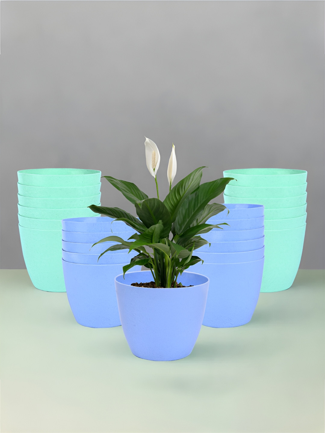 

Kuber Industries Marble Cool Blue & Green 24 Pieces Lightweight Planters