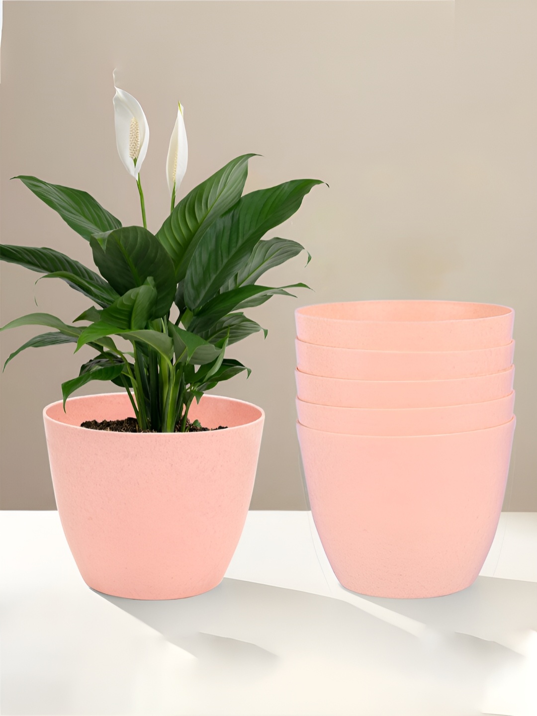 

Kuber Industries Marble Cool Peach 6 Pieces Lightweight Planters