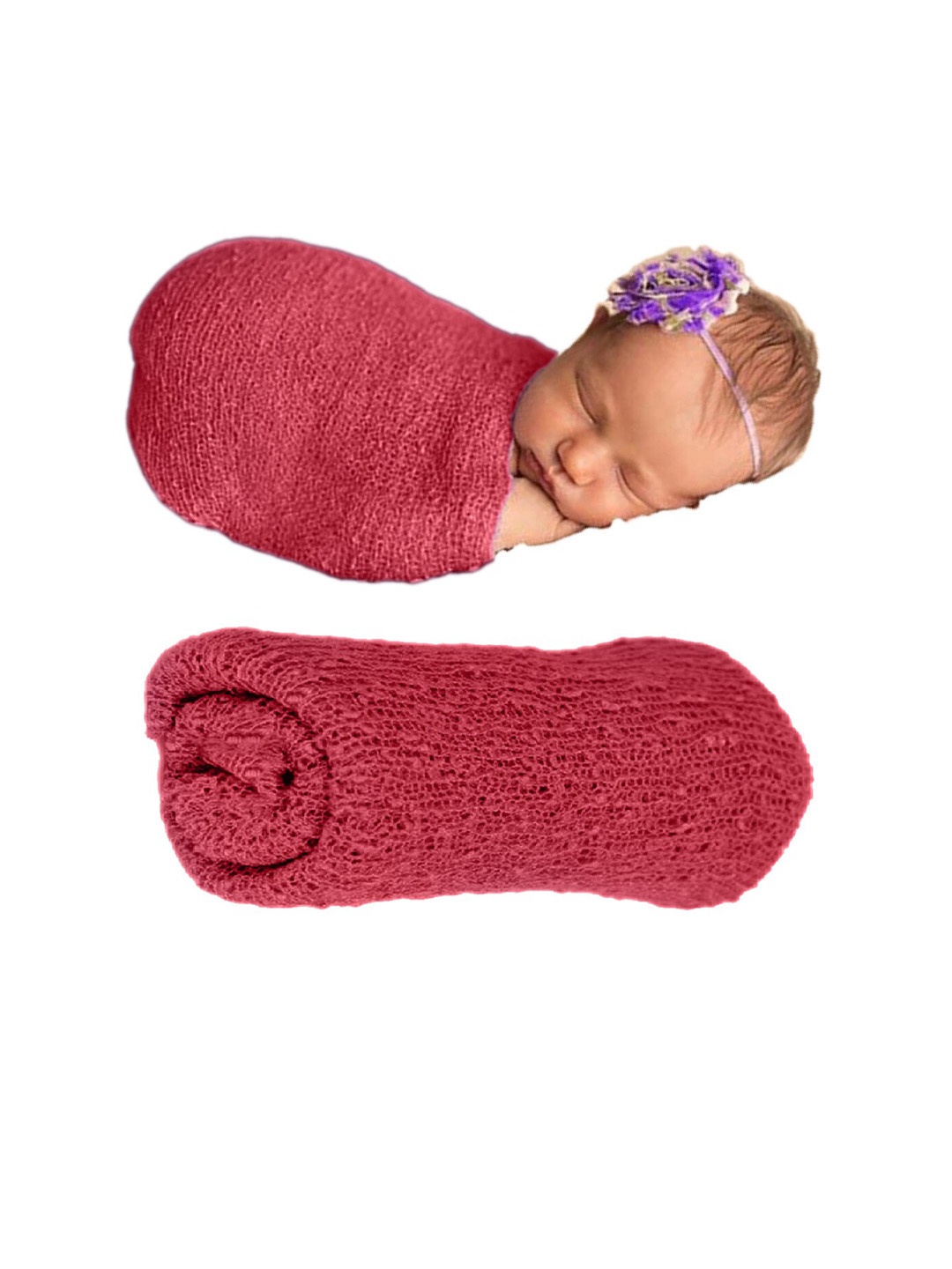 

Babymoon Infants Stretchable Swaddle Baby Photoshoot Props, Burgundy