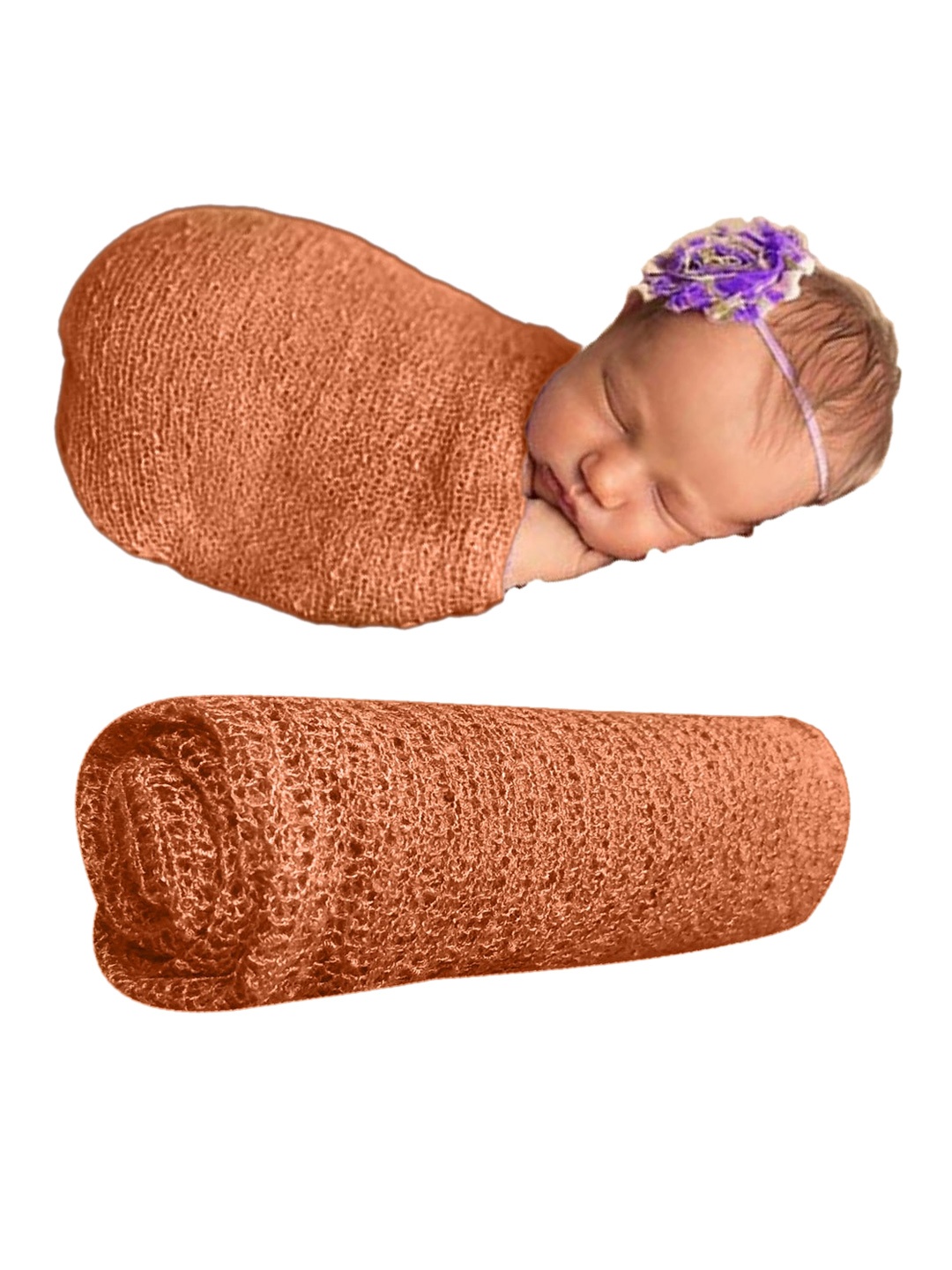 

Babymoon Infants Stretchable Swaddle Baby Photoshoot Props, Orange