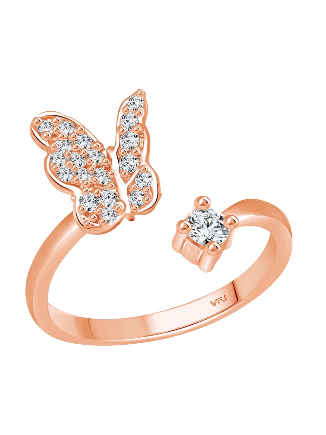 

Vighnaharta Rose Gold-Plated CZ-Studded Adjustable Finger Ring