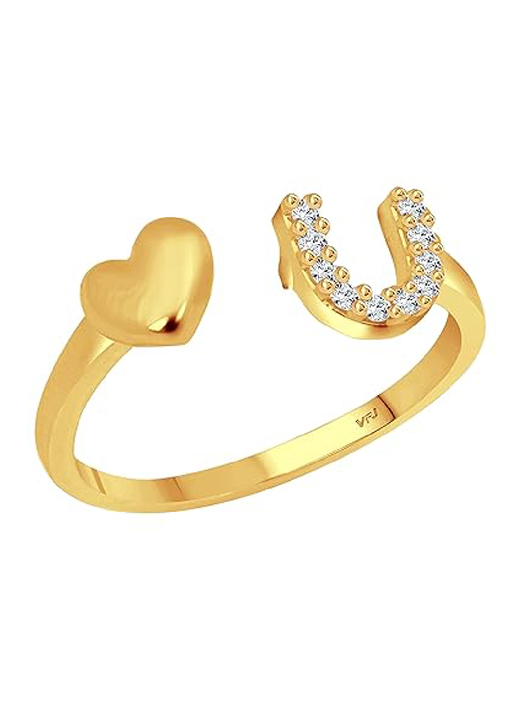 

Vighnaharta Gold-Plated Cubic Zirconia Adjustable Finger Ring