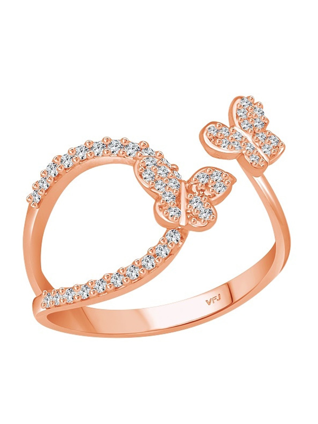 

Vighnaharta Rose Gold-Plated CZ-Studded Adjustable Finger Ring